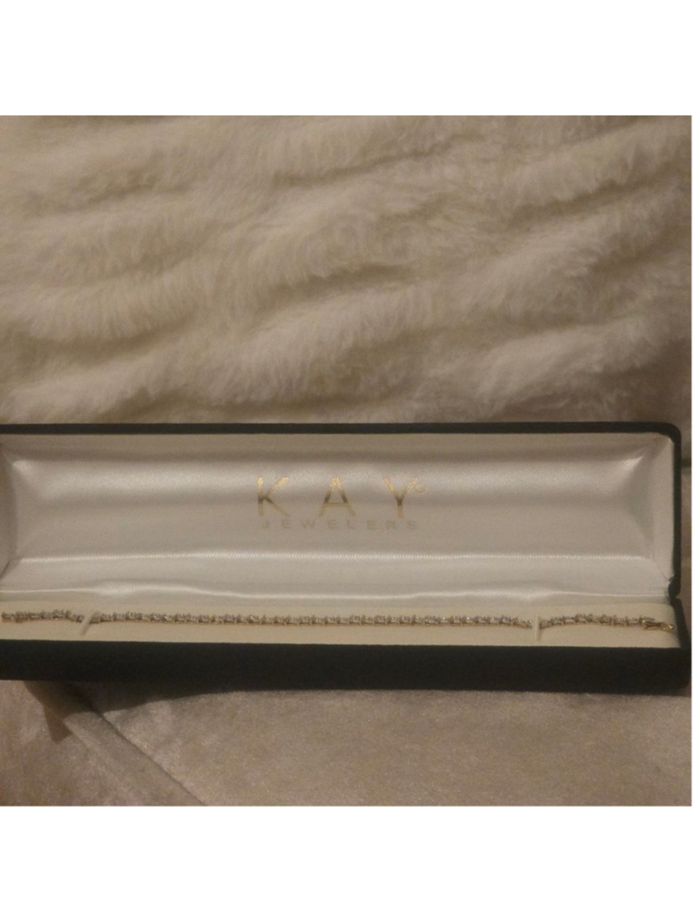 Brand New Women's Kay Jewelers Gold & Silver Diamond Tennis Bracelet One Size